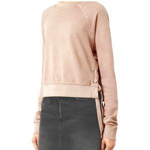 ALL SAINTS XS Leti Cropped Sweat in blush pink.